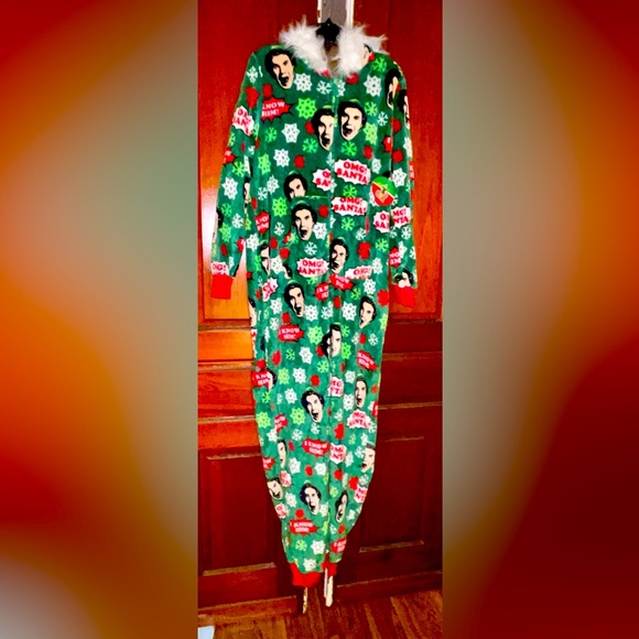 NWT Unisex Elf Full Body Pajama Onesie with Fur Hood. Size XL - Picture 1 of 8